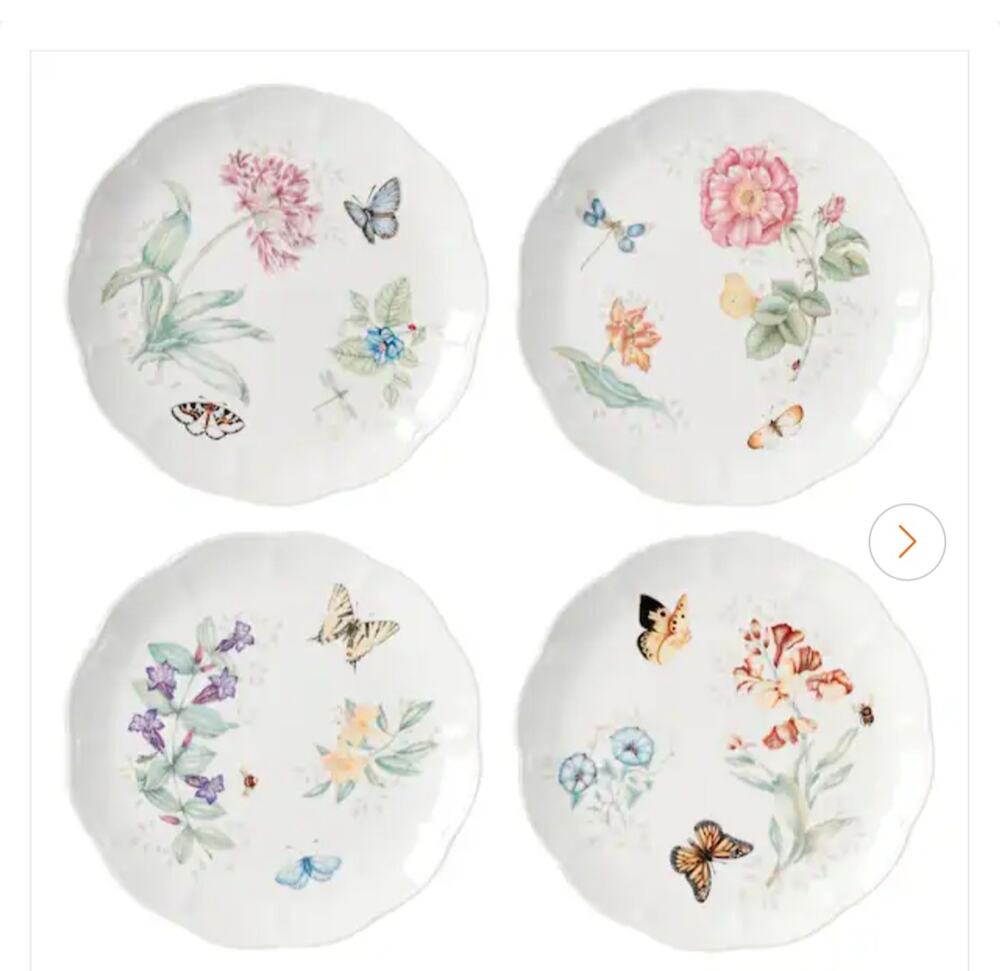 LENOX BUTTERFLY MEADOW HERBS ACCENT PLATES SET OF 4